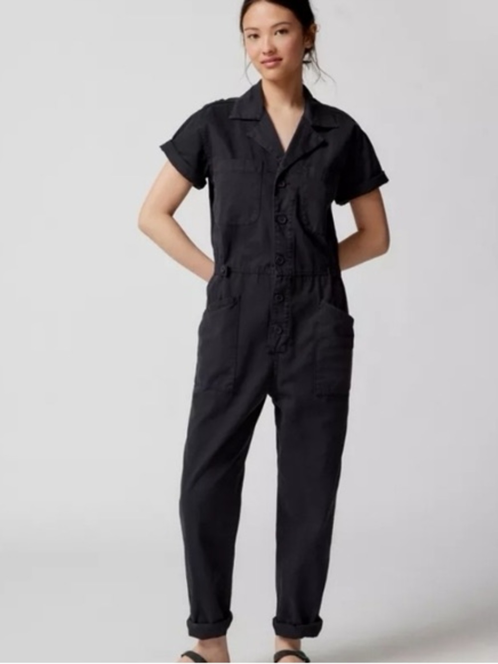 Pistola Grover Womens Black Short-Sleeve Utility Jumpsuit size L
